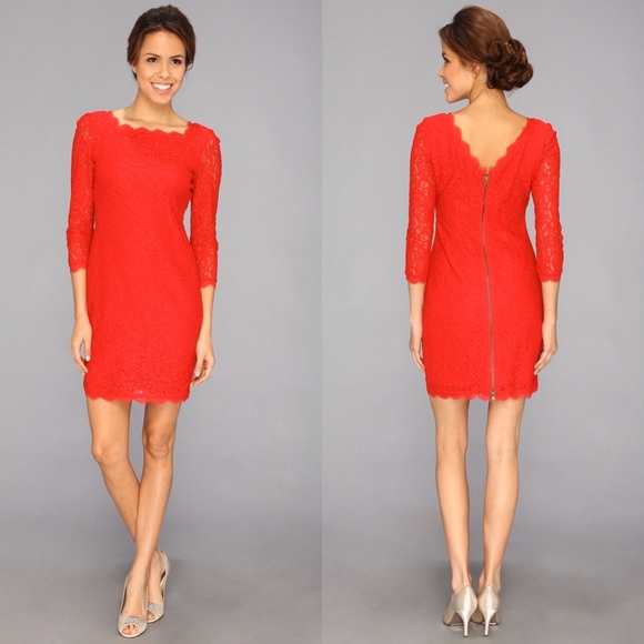 Adrianna Papell Dresses & Skirts - Adrianna Papell red lace sheath dress size 4 EUC